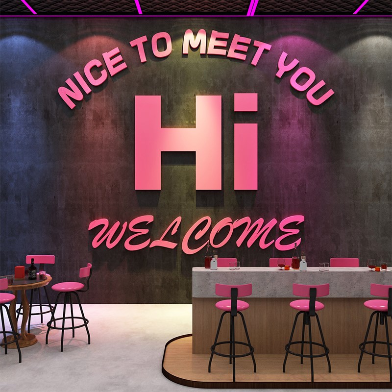 咖啡店馆厅墙面装饰摆件网红拍照区布置打卡氛围背景奶茶店墙壁画