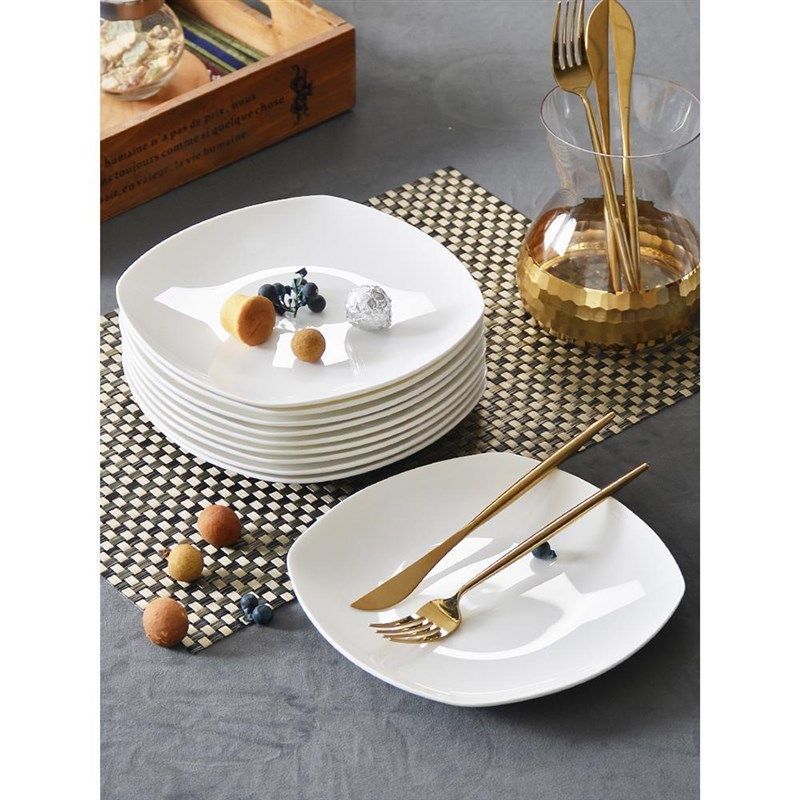 纯白盘子10只装骨瓷盘家用菜盘陶瓷碟子早餐盘四方形牛排盘子平盘,畜牧/养殖物资,特种养殖设备,淘宝优惠券,粉丝福利购,淘宝优惠卷