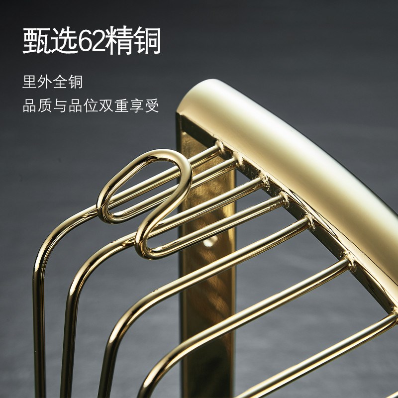 I1全铜浴室三角架置物架免打孔卫生间三角篮壁挂淋浴房厕所转角收