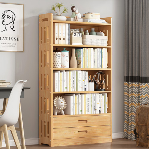 实木书柜家用儿童书架置物架落地多层收纳架客厅R书桌上简易阅读