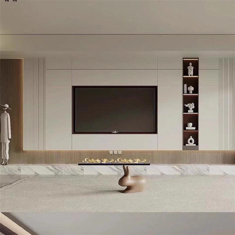 不锈钢电视背景墙壁龛嵌入式65 75 85寸电视机内嵌框哑黑色展示柜