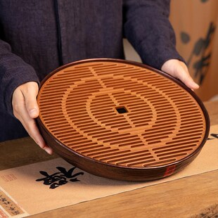 32支电木圆形储水茶盘小型沥水茶托盘客厅Q家用干泡茶台大容量