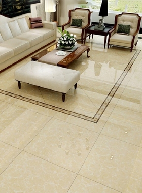 玻化砖60防滑地砖600x600瓷砖地板砖800x800客厅黄色抛光Z砖80磁