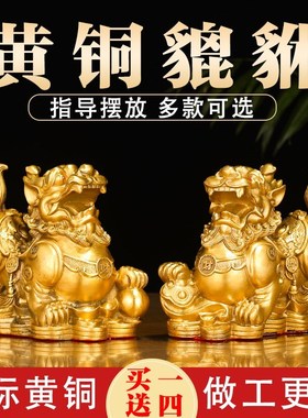 铜貔貅摆件招财聚财纯铜公母一对客厅店铺办公室丘貔开业礼品