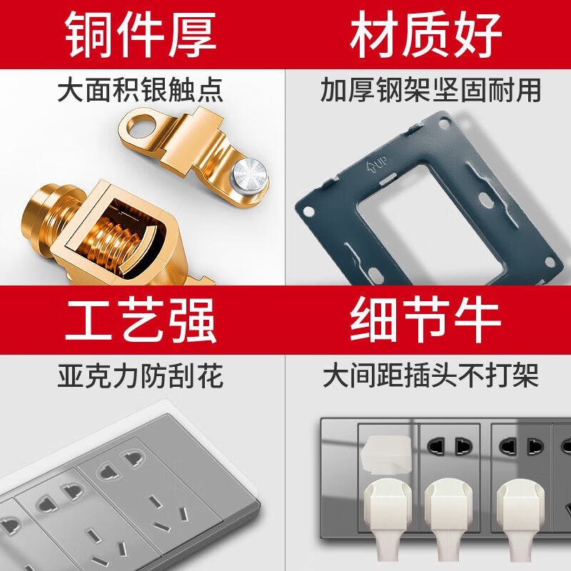 开关面板118型插座十孔十五孔有机玻璃亚克力灰色五孔插