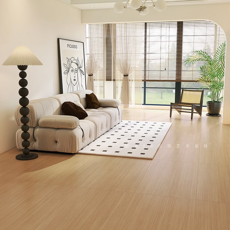 瓷砖地板砖木纹g砖600x1200全瓷仿木纹原木色奶油风地砖60x120法