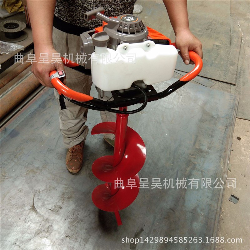 果园施肥打孔机 一人使用操作轻便地钻挖坑机 一个轮子带支架款