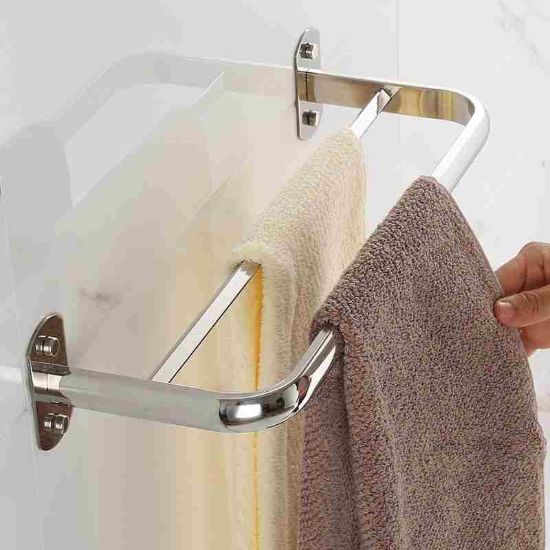 加厚不锈钢卫生间晾衣杆免打孔浴室单杆式挂衣杆侧装壁挂阳台衣架