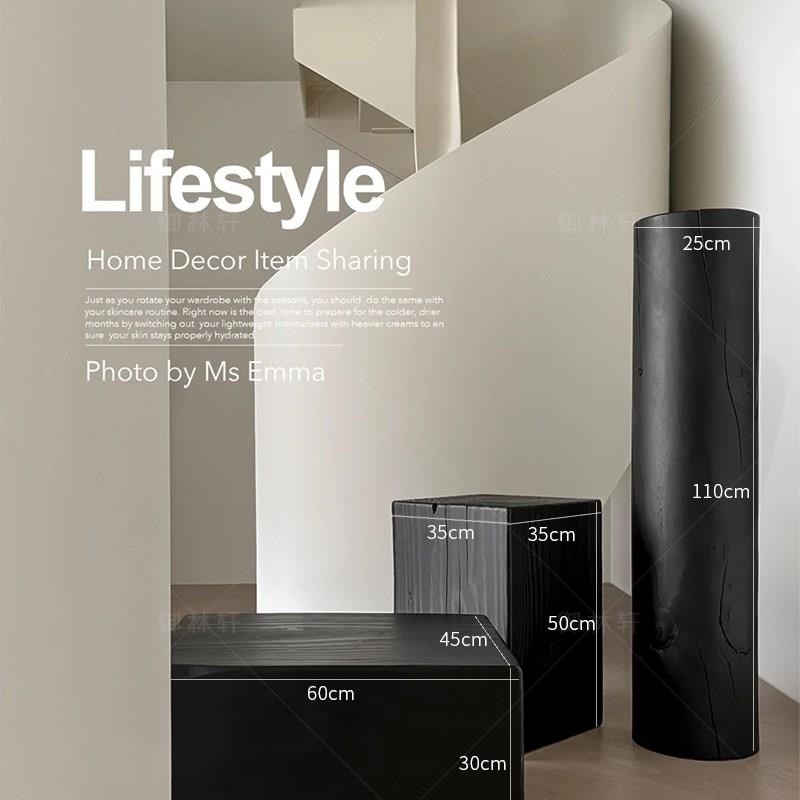 原木墩子花架碳化k客厅盆景几几件侘寂风民宿根雕底座茶木实摆边