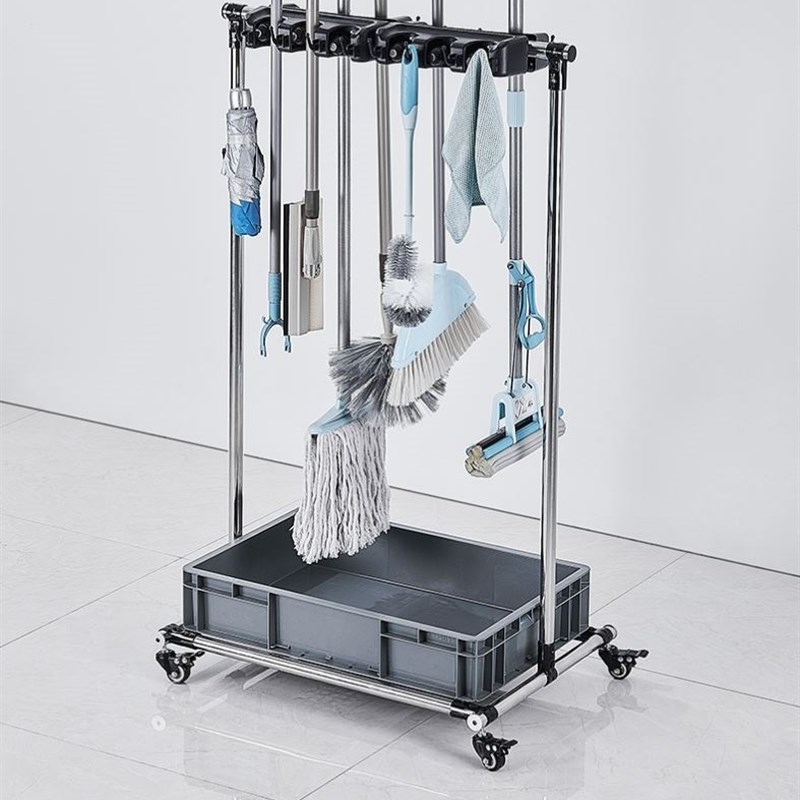 拖把架落地不锈钢收纳架子移动置物架放扫把墩布清洁工具阳台挂架