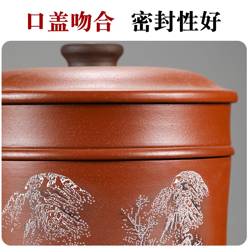 宜兴紫砂茶叶罐七饼分层罐大小号存茶储存密封罐茶叶桶普洱茶叶缸