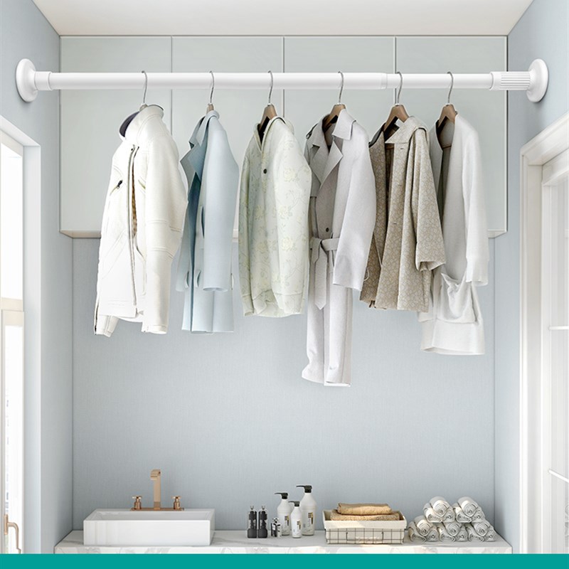 免打孔伸缩杆免安装晾衣杆衣架卧室窗帘挂杆浴帘杆子门.帘衣柜撑