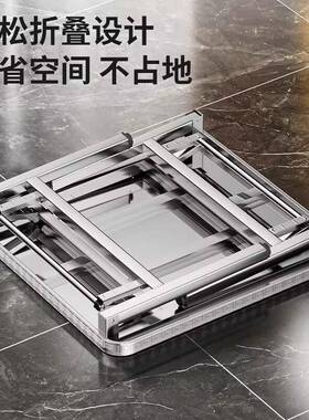 304户不锈摊折叠桌便携式烧OJI烤桌子外摆摊钢地夜市简易餐桌长方桌