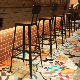 吧台高椅脚凳IYZ约铁艺家用靠背吧凳桌椅高椅子简酒吧业椅高脚工