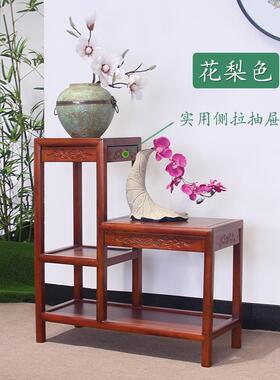 5V架实木中式古典客厅高-gd低多层花盆景绿萝置鱼缸物落地架木质