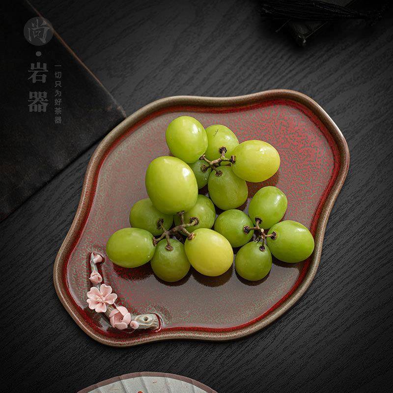 干复古红xcp22092壶承中式陶瓷泡盘茶盘茶承约简托家用茶点盘果盘