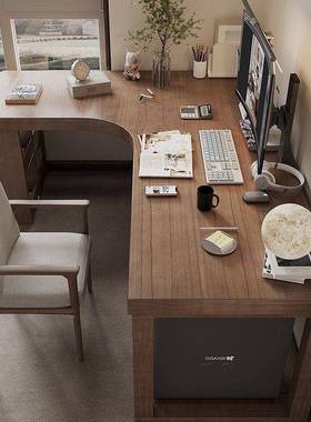 实木转角书桌架组写合卧室家用7字型字台MSY角书落拐角式台电脑桌l型