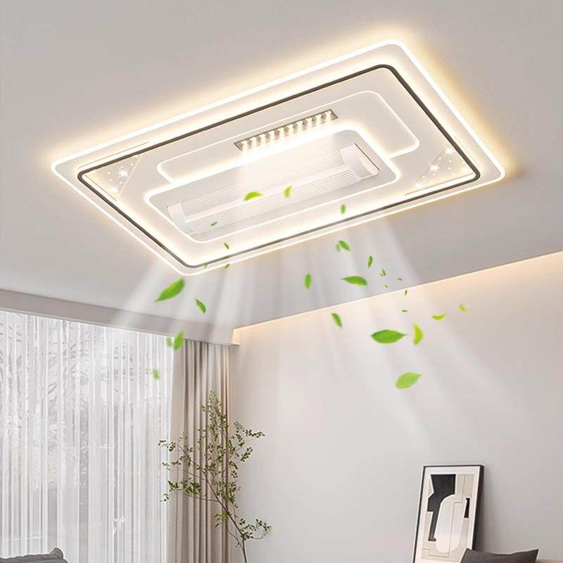 境爆款灯厅具加热冷暖风950无叶风扇灯大客卧室护眼形风隐扇主跨