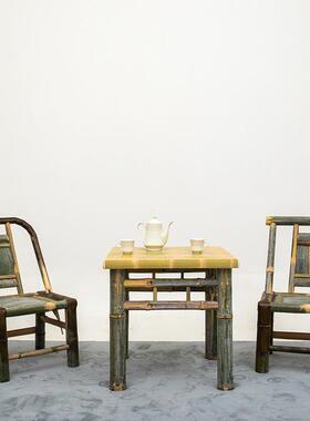 A18竹WIH椅子靠背家用椅式竹子椅子手工编老织椅阳台竹凳子藤小方