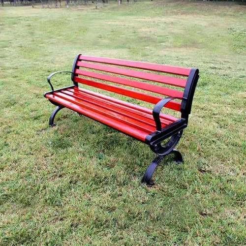 户外公园椅防腐B-02木长条椅铸道景实区休闲长椅木街长排座椅铝休