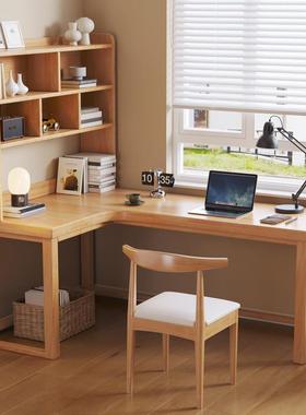 实木角书桌双人7型字MEK办公转桌子家用拐角型电脑桌L靠窗长条写字桌