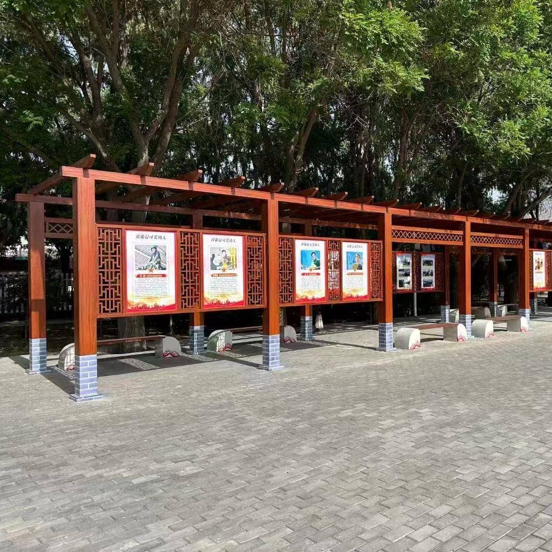 不锈钢宣传栏公告栏户堡外景观小识廊架标村牌品价值DFE观铁艺精图片