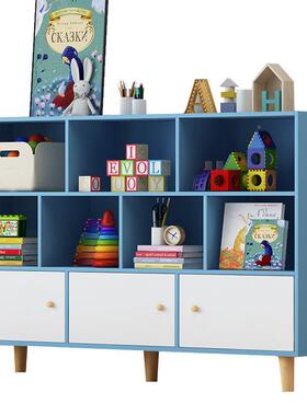 简易书置地架落WAD简约客厅物架家用儿童类玩具收纳架学生格子矮