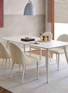 依诺岩板餐小桌哑光纯白意极简式奶SXSG-09油风家用户型子网桌红