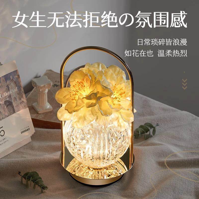 水晶波氛纹小夜灯气围感情调卧床睡562眠台灯室送头新人结