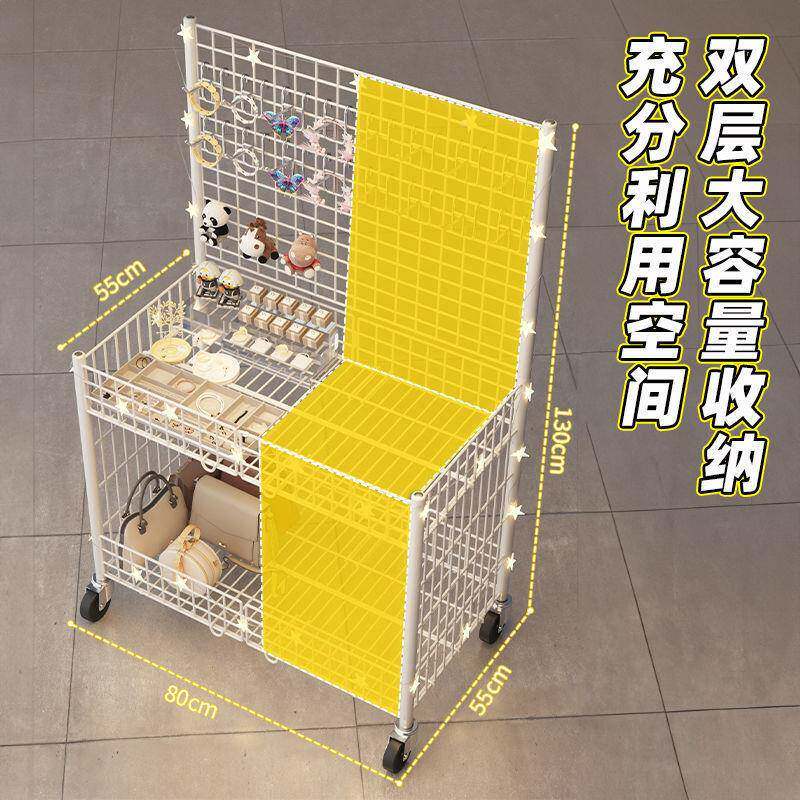 叠夜市摆摊网格车地移动业摆摊创小推车648超市货架饰品折展示架