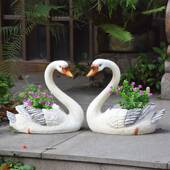 户外花园摆件院饰天鹅花缸花小庭区盆别墅布置园林景观动装 852天