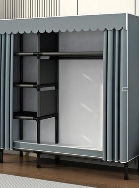 衣柜IPU家卧室组租装布衣用柜全钢架加粗加厚易布衣橱挂衣简柜出房用