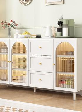 法式奶油风藤编餐边厅柜入OFM户靠墙酒一体玄关柜代简约现客柜茶