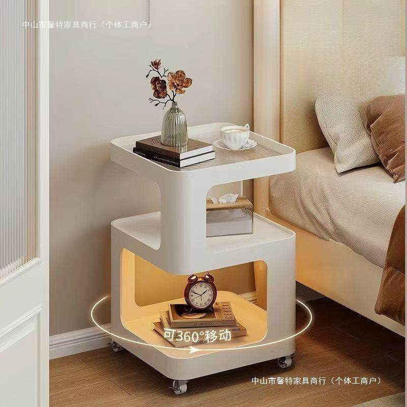 头小型床柜简约现代艺家用见详情卧室床头置物架子带铁灯创意可移