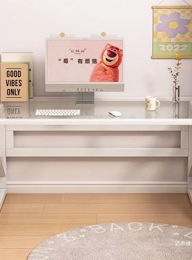 电脑台式化璃HUZ电竞办公简约学化生书桌妆家用经济型钢玻写字台