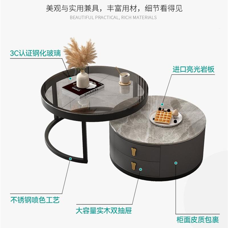 新款轻奢岩茶-D9几代客厅家母用小户型圆形桌子现简约网红子创意