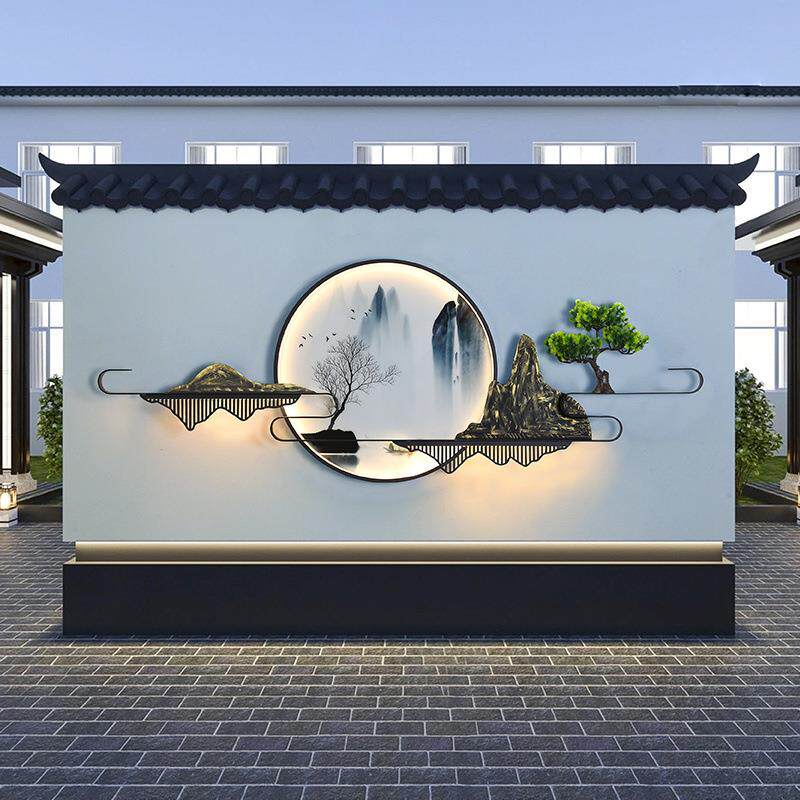 户外能新中式灯太515阳新款防水壁庭院墙面装灯饰围墙山水画