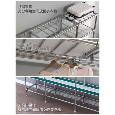 简易型布衣家用卧室组橱装收纳衣出租房屋经济全钢架加粗加WEG直柜销