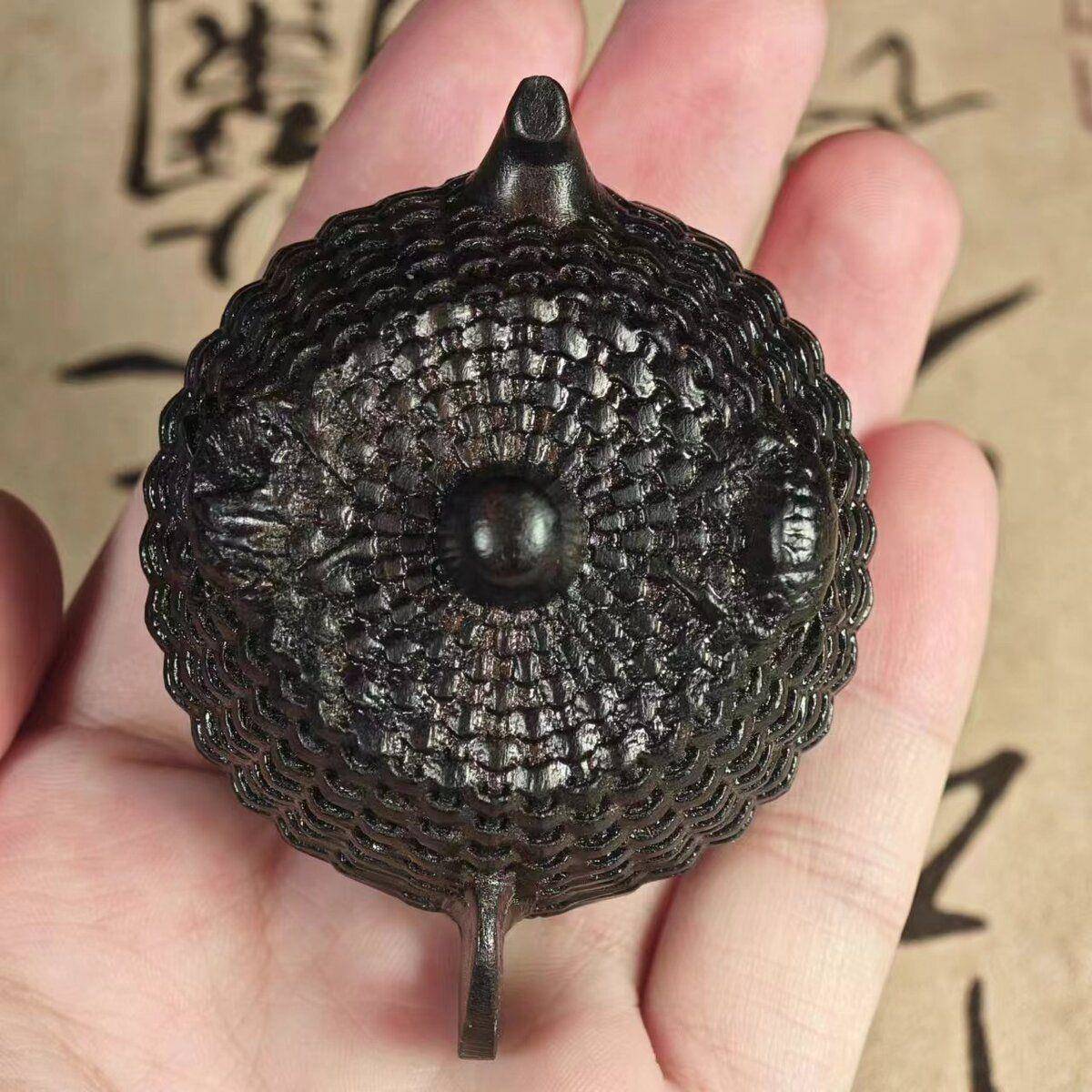 印尼沉香木雕把件把把文壶鱼壶挂件壶实NFS心茶玩工篓艺品