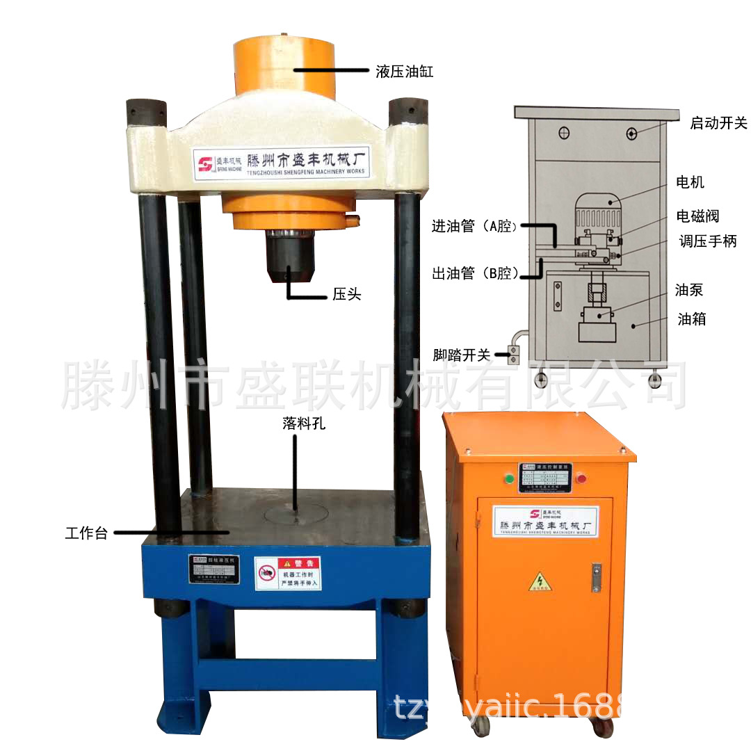 四柱二梁液压机 校正用液压机压装 二梁四柱液压机维修用压力机
