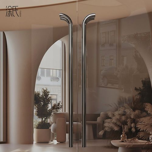 新简式美学玻璃门拉手不锈钢双开对装商铺办公室酒店实木大门把手