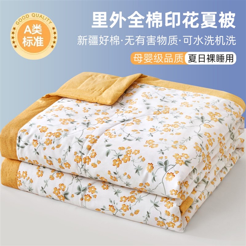 a类宿舍全棉夏凉被100纯棉棉花夏被四件套空调被儿童薄被子可机洗
