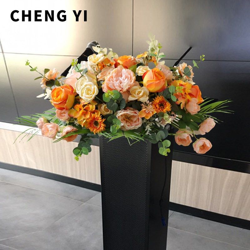 假花商务会议桌花装饰演讲台花摆件发言台花收银下垂花接待仿真花