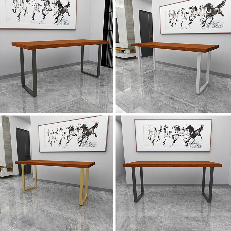 新款圆弧型吧台支撑脚办公桌子脚单边桌腿支架金属书桌餐台脚定制