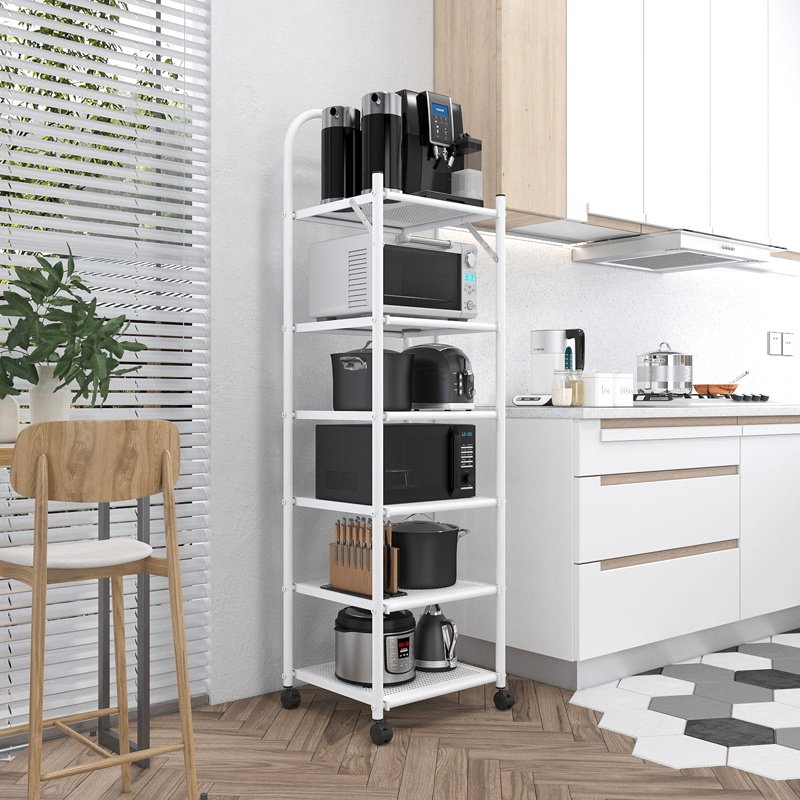 折叠置物架白色三四五六层微波炉架厨房阳台免安装移动储物收纳架,厨房/烹饪用具,厨房置物架/置物柜/角架,淘宝优惠券,粉丝福利购,淘宝优惠卷