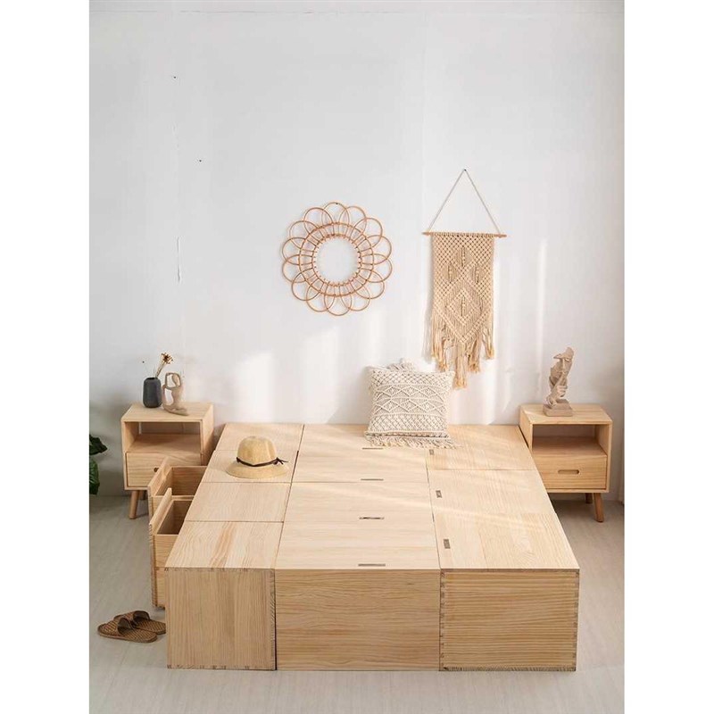 吉炬大号实木箱有盖储物箱整理可坐收纳箱凳洗衣筐茶几长桌