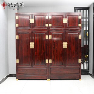 红木衣柜印尼黑j酸枝顶箱柜大衣柜阔叶黄檀素面衣橱卧室实木衣柜