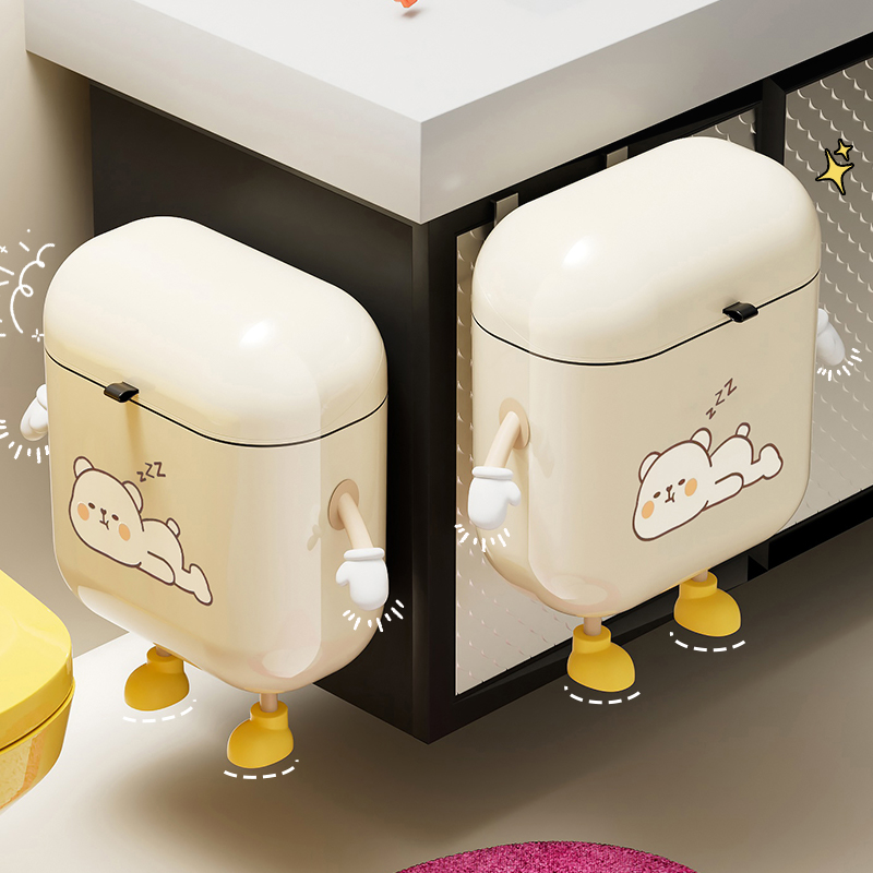 卫生间新款壁挂垃圾桶高颜值厨房挂式可爱拉垃圾桶厕所带盖免弯腰
