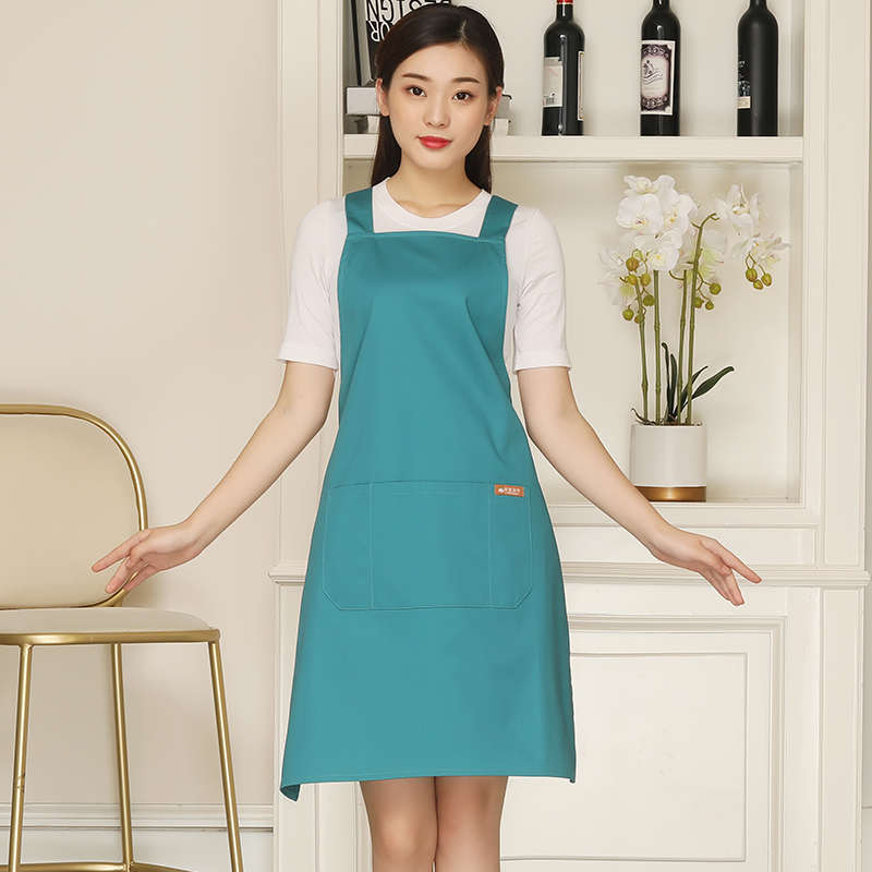 韩版时尚厨房棉质围裙西点烘焙师定制围裙印logo餐厅工作服女