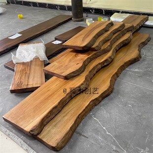 原木色实木一字隔板墙上收纳置物架不规则悬浮壁挂书架茶叶杯子